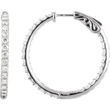 14K Yellow 2 CTW Lab Grown Diamond Inside Outside 29.5 mm Hinged Hoop Earrings