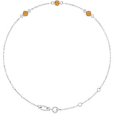 14K White Gold Natural Citrine Bezel-Set Three-Stone 6 1/2-7 1/2" Bracelet