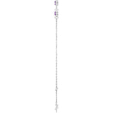 14K White Gold Natural Amethyst Bezel-Set Three-Stone 6 1/2-7 1/2" Bracelet