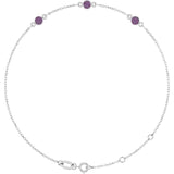 14K White Gold Lab-Grown Alexandrite Bezel-Set Three-Stone 6 1/2-7 1/2" Bracelet