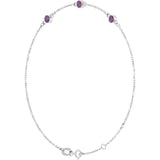 14K White Gold Lab-Grown Alexandrite Bezel-Set Three-Stone 6 1/2-7 1/2" Bracelet