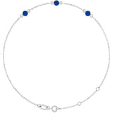 14K White Gold Natural Blue Sapphire Bezel-Set Three-Stone 6 1/2-7 1/2" Bracelet