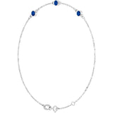 14K White Gold Natural Blue Sapphire Bezel-Set Three-Stone 6 1/2-7 1/2" Bracelet
