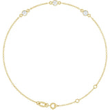 14K Yellow Gold Natural White Sapphire Bezel-Set Three-Stone 6 1/2-7 1/2" Bracelet