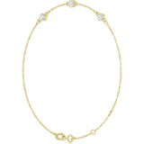 14K Yellow Gold Natural White Sapphire Bezel-Set Three-Stone 6 1/2-7 1/2" Bracelet