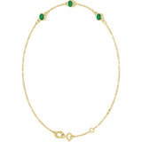 14K Yellow Gold Lab-Grown Emerald Bezel-Set Three-Stone 6 1/2-7 1/2" Bracelet
