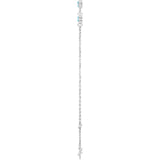 14K White Gold Natural Aquamarine Bezel-Set Three-Stone 6 1/2-7 1/2" Bracelet