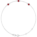 14K White Gold Lab-Grown Ruby Bezel-Set Three-Stone 6 1/2-7 1/2" Bracelet