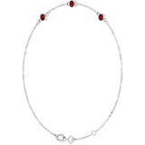 14K White Gold Natural Mozambique Garnet Bezel-Set Three-Stone 6 1/2-7 1/2" Bracelet