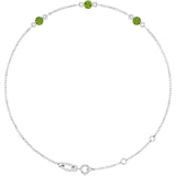 14K White Gold Natural Peridot Bezel-Set Three-Stone 6 1/2-7 1/2" Bracelet