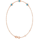 14K Rose Gold Natural Blue Zircon Bezel-Set Three-Stone 6 1/2-7 1/2" Bracelet