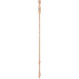 14K Rose Gold Natural Blue Zircon Bezel-Set Three-Stone 6 1/2-7 1/2" Bracelet