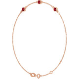14K Rose Gold Natural Ruby Bezel-Set Three-Stone 6 1/2-7 1/2" Bracelet