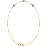 14K Yellow Gold Natural Blue Zircon Bezel-Set Three-Stone 6 1/2-7 1/2" Bracelet