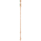 14K Rose Gold Natural Emerald Bezel-Set Three-Stone 6 1/2-7 1/2" Bracelet