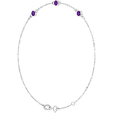 Sterling Silver Natural Amethyst 6 1/2-7 1/2" Bracelet