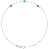 Sterling Silver Natural Aquamarine 6 1/2-7 1/2" Bracelet