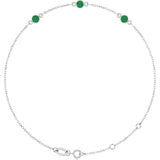 Sterling Silver Natural Emerald 6 1/2-7 1/2" Bracelet