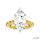 1/10 Ctw Marquise Shape Round Cut Diamond Akari Wheat Shank Semi-Mount Engagement Ring in 14K Yellow and White Gold