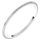 14K White Gold 1 mm Half Round Band Size 4.5
