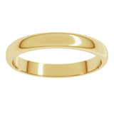 14K Yellow Gold 3 mm Half Round Band Size 9.5