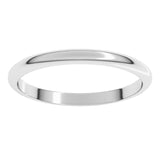 10K White Gold 2 mm Half Round Band Size 10