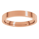 14K Rose Gold 3 mm Flat Comfort Fit Light Band Size 8