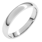 10K White Gold 3 mm Lightweight Comfort-Fit Half Round Band Size 6