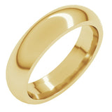 14K Yellow Gold 4.5 mm Comfort-Fit Half Round Band Size 9.5