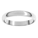 10K White Gold 3 mm Lightweight Half Round Band Size 8