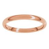 14K Rose Gold 2 mm Lightweight Comfort-Fit Half Round Band Size 5