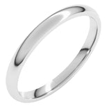 14K White Gold 2 mm Lightweight Comfort-Fit Half Round Band Size 6