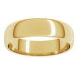 14K Yellow Gold 5 mm Lightweight Half Round Band Size 7.5