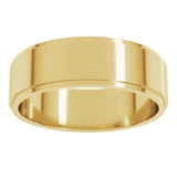 14K Yellow Gold 6 mm Stepped-Edge Flat Band Size 13