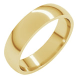 18K Yellow Gold 5 mm Lightweight Comfort-Fit Half Round Band Size 9.5