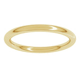 18K Yellow Gold 2 mm Comfort-Fit Full Round Band Size 4.5