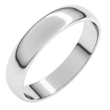 14K White Gold 4 mm Lightweight Half Round Band Size 9.5