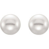 Sterling Silver 3.5-4 mm Cultured White Freshwater Button Pearl Earrings