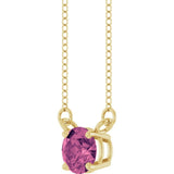 14K Yellow Gold Natural Pink Tourmaline Solitaire 18" Necklace