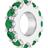 14K White Gold Natural Emerald Spacer Charm/Pendant