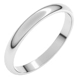 14K White Gold 2.5 mm Lightweight Half Round Band Size 7