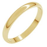 18K Yellow Gold 2.5 mm Lightweight Half Round Band Size 9