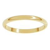 14K Yellow Gold 2 mm Lightweight Half Round Band Size 9.5