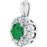 14K White Gold Lab-Grown Emerald & 1/3 CTW Lab-Grown Diamond Pendant
