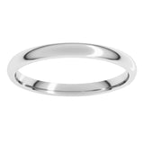 10K White Gold 2 mm Lightweight Comfort-Fit Half Round Band Size 8