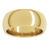 14K Yellow Gold 8 mm Comfort-Fit Half Round Band Size 6.5