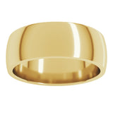 14K Yellow Gold 7 mm Lightweight Comfort-Fit Half Round Band Size 12.5