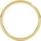 14K Yellow Gold 2 mm Lightweight Comfort-Fit Half Round Band Size 11.5