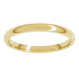 14K Yellow Gold 2 mm Lightweight Comfort-Fit Half Round Band Size 6