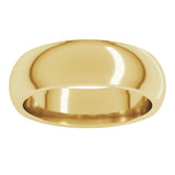 14K Yellow Gold 6 mm Comfort-Fit Half Round Band Size 5.5